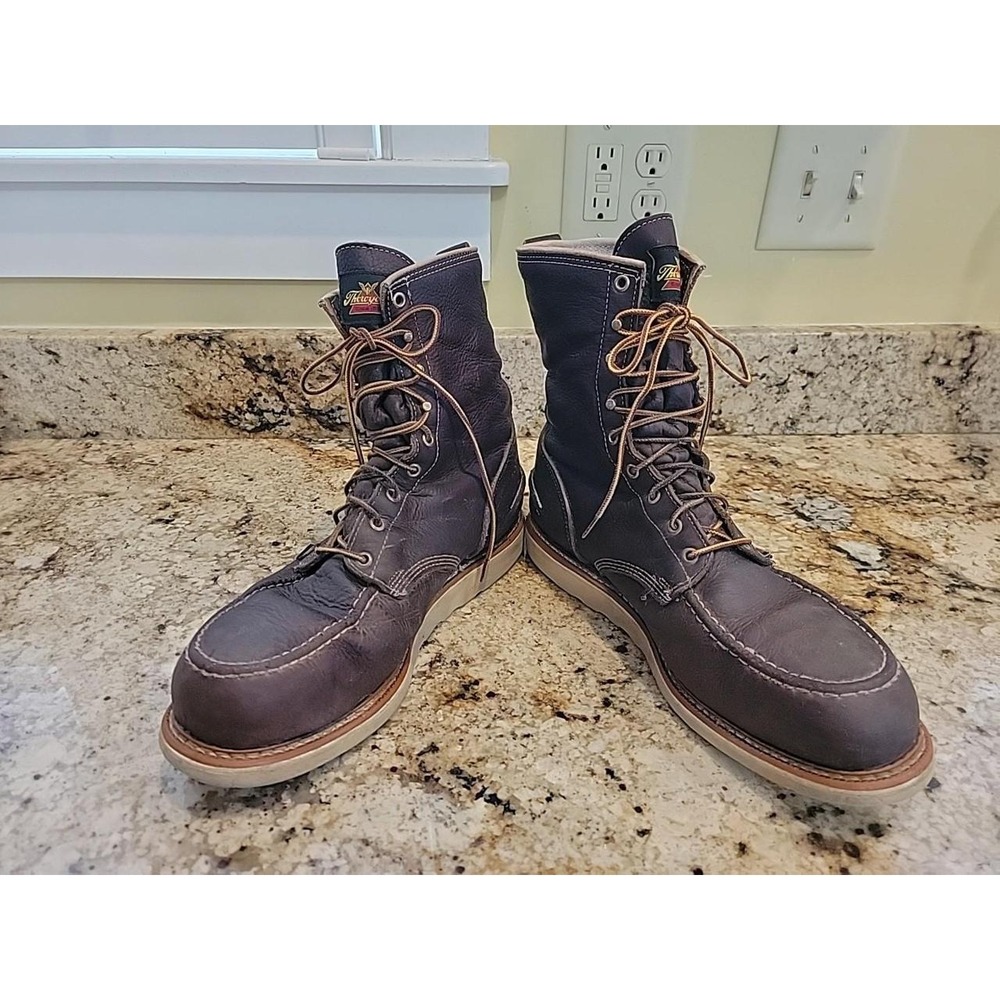 Thorogood Work Boots Brown Men Size 12D Max Wear Wedge Safety Steel Toe - Picture 4 of 8